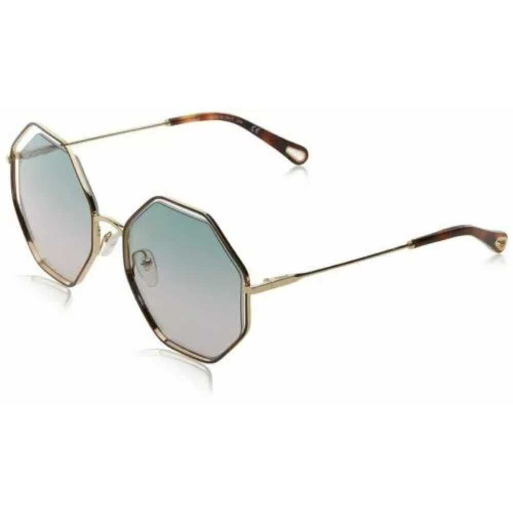 NEW Chloe 58mm Octagonal Halo Lens Sunglasses Havana Gradient Blue - Picture 4 of 7